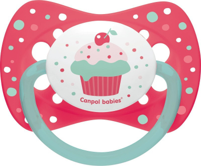 Пустышка силиконовая  6-18 м симметричная Cupcake розовая Canpol Babies