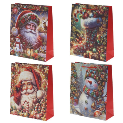 Пакет подарочный (бумага 210г/м2, блок 12шт), L18 W8,5 H23 см, 4в.