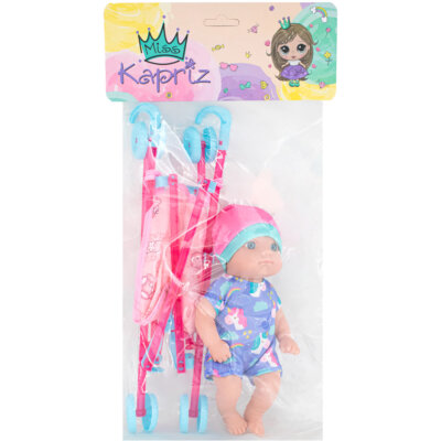 Пупс Miss Kapriz MK2320K-CA с коляской в пак.
