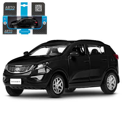 Машинка металлическая ,1:39 KIA SPORTAGE R, черный, инерция, откр. двери, в/к 17,5*12,5*6,5 см ТМ "А