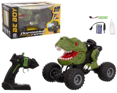 Машинка-динозавр р/у BeBoy USB зарядное устройство, амортизаторы, световые  эффекты