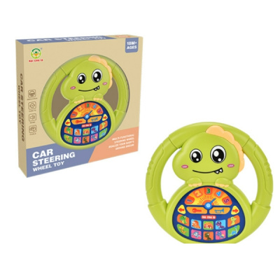 Руль музыкальный "Динозаврик", размер:18*18*3 см, поворотники, световые и звуковые эффекты, регулиро
