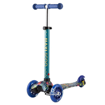 Самокат 3-х колесный Maxiscoo Baby со Светящимися Колесами Динозавры