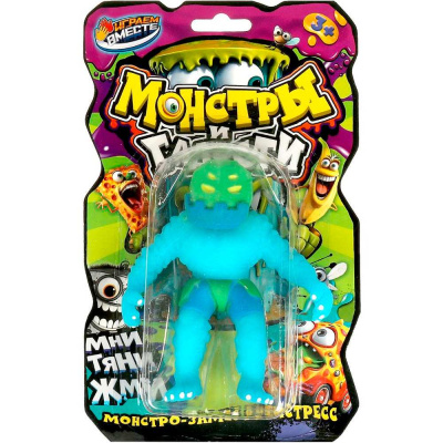 Тянучка МОНСТР 14см синий, блистер ИГРАЕМ ВМЕСТЕ 