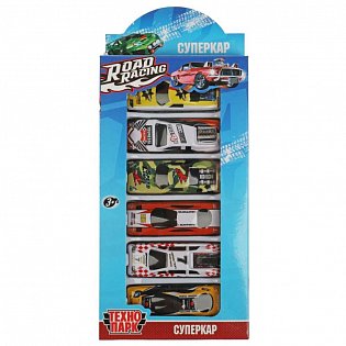 Машина металл ROAD RACING набор СУПЕРКАР 7,5 см, 6 шт,в ассорт, кор. Технопарк 