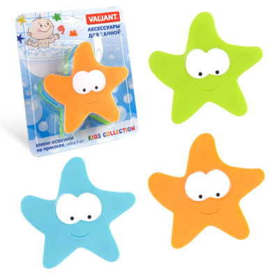 VAL K6-9935 Мини-коврик для ванной комнаты ЗВЁЗДОЧКА (на присосах), набор 6 шт.