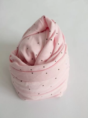 Простыня трикотажная на резинке для детской овальной кроватки "горохи",  цвет розовый 9004/2о