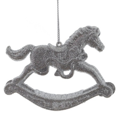 Елочное украшение Лошадка серая, L8 W0,7 H7 см