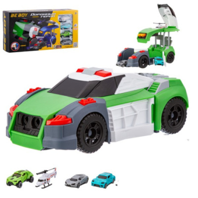 Набор "Парковка" "Beboy", 3 машинки и 1 вертолет в комплекте, подвижные элементы, размер машинки-пар