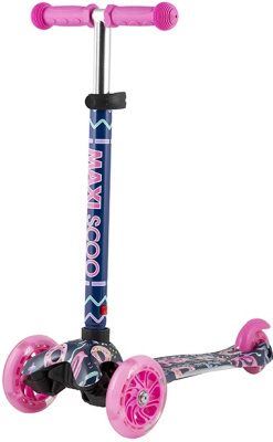 Самокат 3-х колесный Maxiscoo Baby со Светящимися Колесами Фламинго