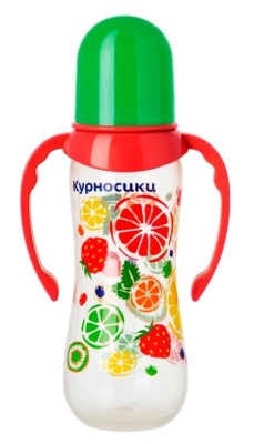 Бутылочка с ручками с силиконовой соской  6+ м 250 мл Курносики