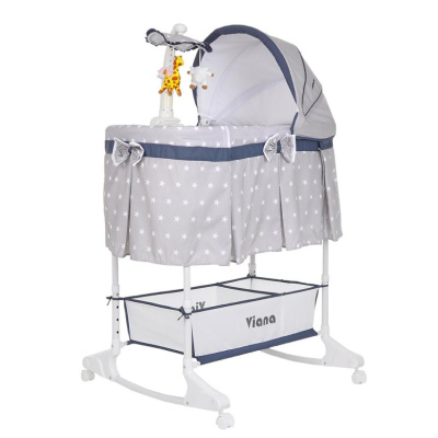 Колыбель 3 в 1 Viana на колёсах Stars Grey/серый PITUSO 