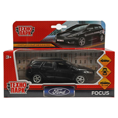 Машина металл FORD FOCUS TURNIER длина 12 см, двер, баг, инерц, черный Технопарк 