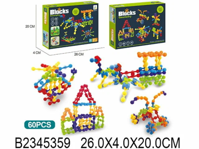 Конструктор Геометрические блоки 60 элементов
