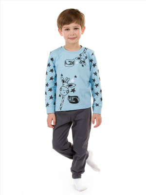 Пижама с принтом голубой/серый