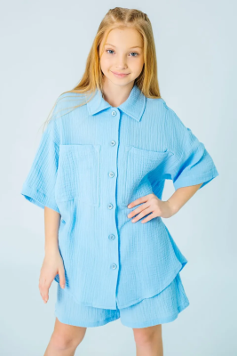 Рубашка для девочки Deloras голубой