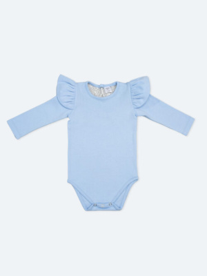 Боди с кружевной спинкой с длинным рукавом MIMILAV голубой