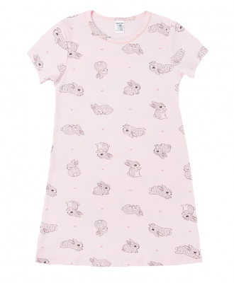 Сорочка для девочки Crockid зайчики и сердечки на светло-розовом