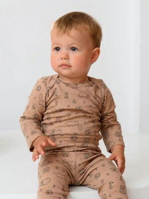 Боди с длинным рукавом Carrot Зверята коричневый