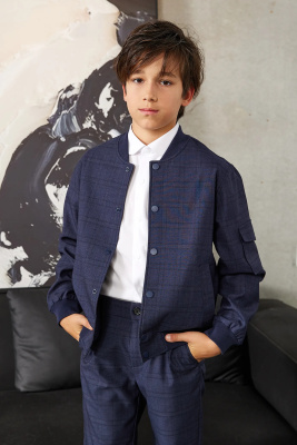 Бомбер для мальчика Deloras синий в клетку