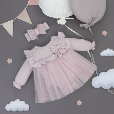 Платье-боди с повязкой на голову KiDi Прованс пыльная сирень