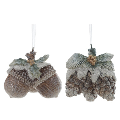 Фигурка декоративная подвесная Шишки/Орехи L6 W3,5 H7 см, 2в.