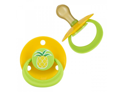 Пустышка латекс. классич. 0 м+, 1 шт "Ананасик" с изогнут. нагубником Курносики