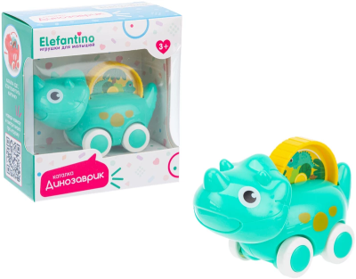 Каталка Динозаврик Elefantino  каталка едет, если покрутить картинку, цвет зеленый