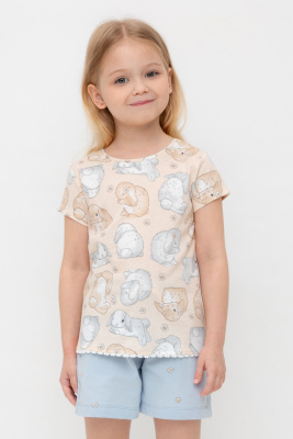 Футболка для девочки Crockid песчаный зайчики и ромашки к563
