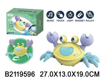 Крабик на бат., свет. и звук. эффекты, клешни и хвостик на магнитах