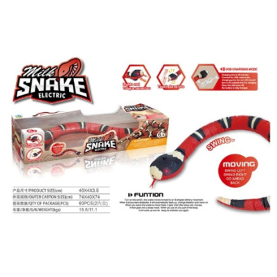 Змея на бат., движение вправо/влево, реагирует на прикосновения (уползает), в/к  35*11*7 см