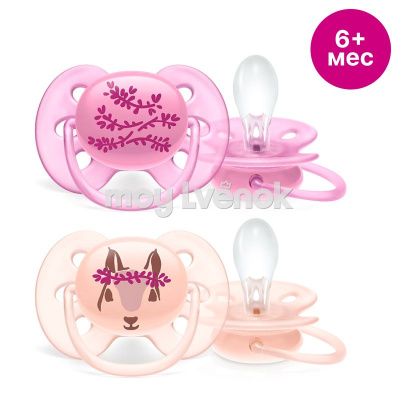 Пустышка силикон Цветы/Белка д/дев. 2шт 6м+ Ultra Soft AVENT