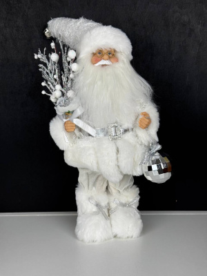 Фигура Дед Мороз с ел.игруш бел костюм,32см