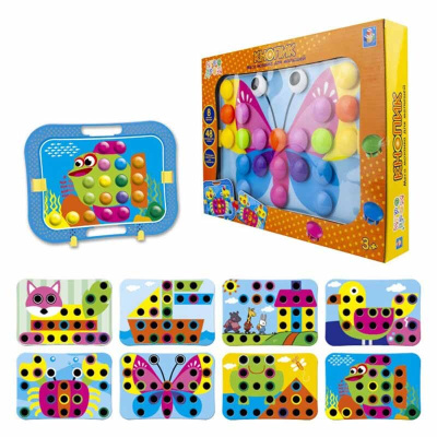 1toy ИГРОДРОМ мозаика для малышей Кнопик, 48 кнопочек, 8 трафаретов 