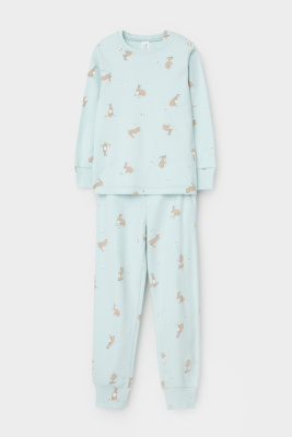 Пижама Crockid голубой опал кролики и цветы
