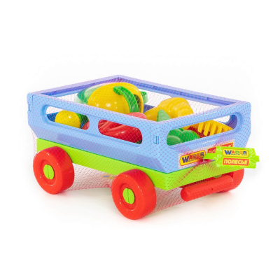 Набор №484 тележка с ручкой+лопатка+грабли+формочки+лейка  Полесье