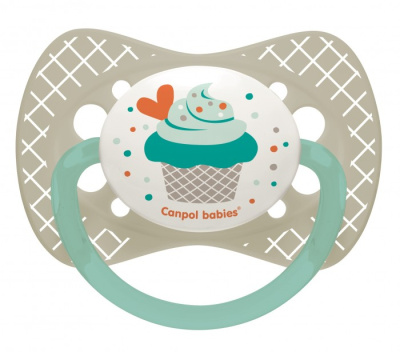 Пустышка силиконовая  6-18 м симметричная Cupcake серая Canpol Babies