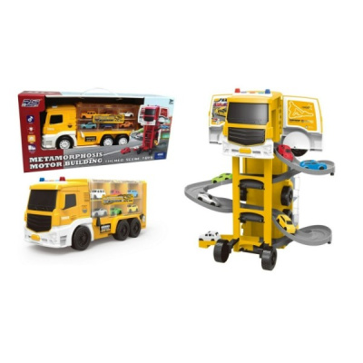 Набор "Автосити" пожарная машина, трансформируется в парковку, 6 маленьких машинок, свет, звук эффек
