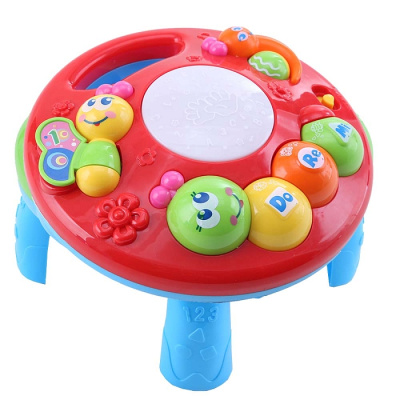 Развивающий столик TOT KIDS 2в1 ГУСЕНИЦА (свет,звук) 23*23*18 см (в кор.30 шт)