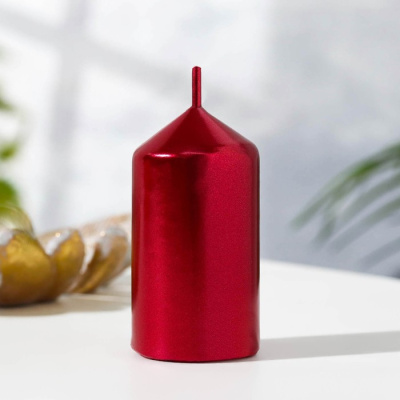 Свеча «Столбик», 1 шт., рубиновый, 7×3.8 см