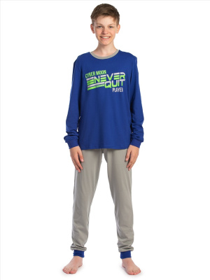 Пижама с принтом серый/синий