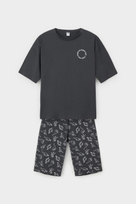 Пижама Crockid серый гранит дино