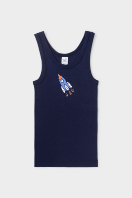 Майка Crockid глубокий синий ракеты