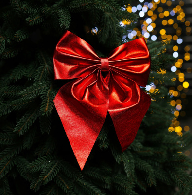 Бант на елку15см лайкра/спанбонд,цвет красный диско,MG