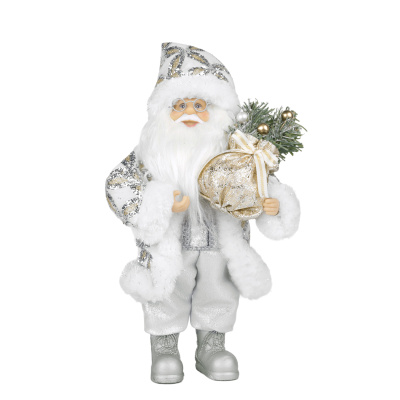 Дед Мороз MAXITOYS в Серебряной Шубке с Елкой, 30 см