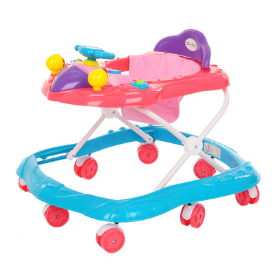 Ходунки САМОЛЁТ BAMBOLA (8 колес,игрушки,муз) 6 шт в кор (62*53*57)  BLUE Голубой/розовый