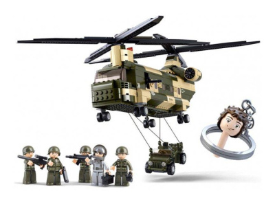 Конструктор пласт. вертолет с фигурками, 520дет. 