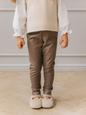 Лосины из экокожи с начесом MIMILAV бежевый