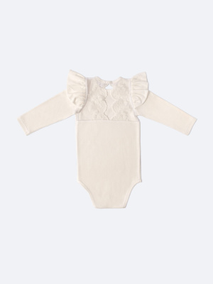 Боди с кружевной спинкой с длинным рукавом MIMILASHIK молоко