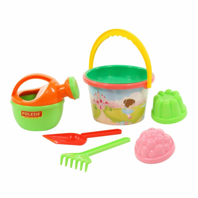 Набор № 224 ведро с наклейкой ситечко лопатка грабельки формочки Полесье